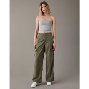 AE Dreamy Drape Stretch Super High-Waisted CargoWide-Leg Pant - OLIVE - 8Short